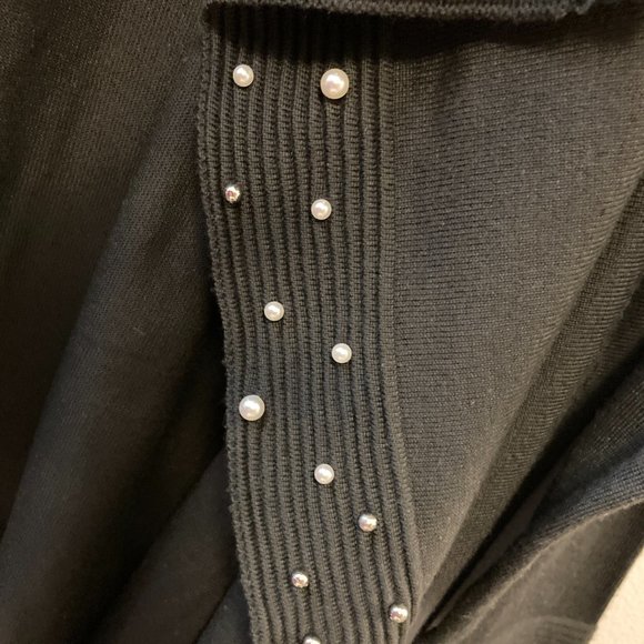 Cardigan C est. 1946 Draped Black White and Silver Beading Sz M Grandma-Core - Picture 6 of 13